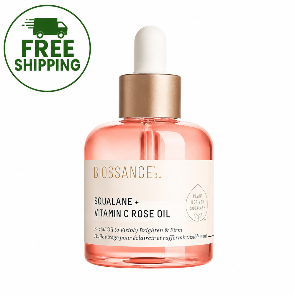 Authentic Biossance Squalane + Vitamin C Rose Oil 30ml Brightening Face Serum